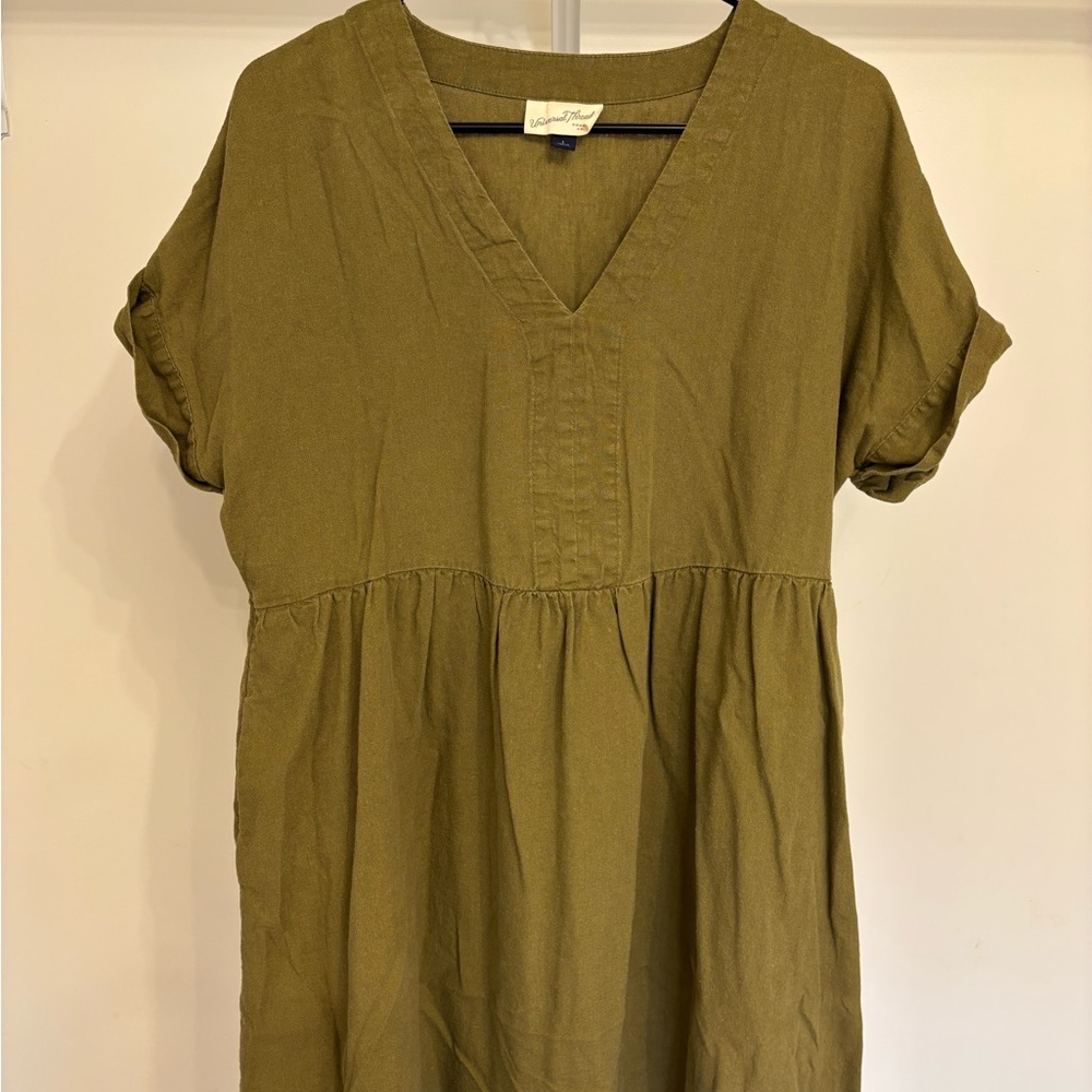 Olive Green V-Neck Women's Top